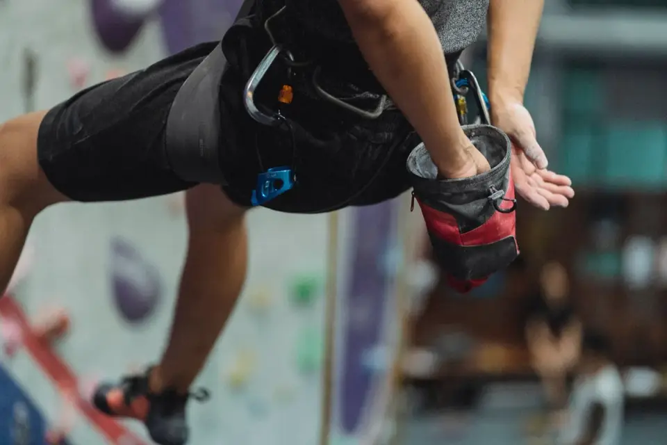 A person fastening a treat pouch to their waistband before a training walk