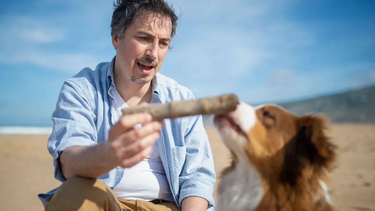 Dog and owner together