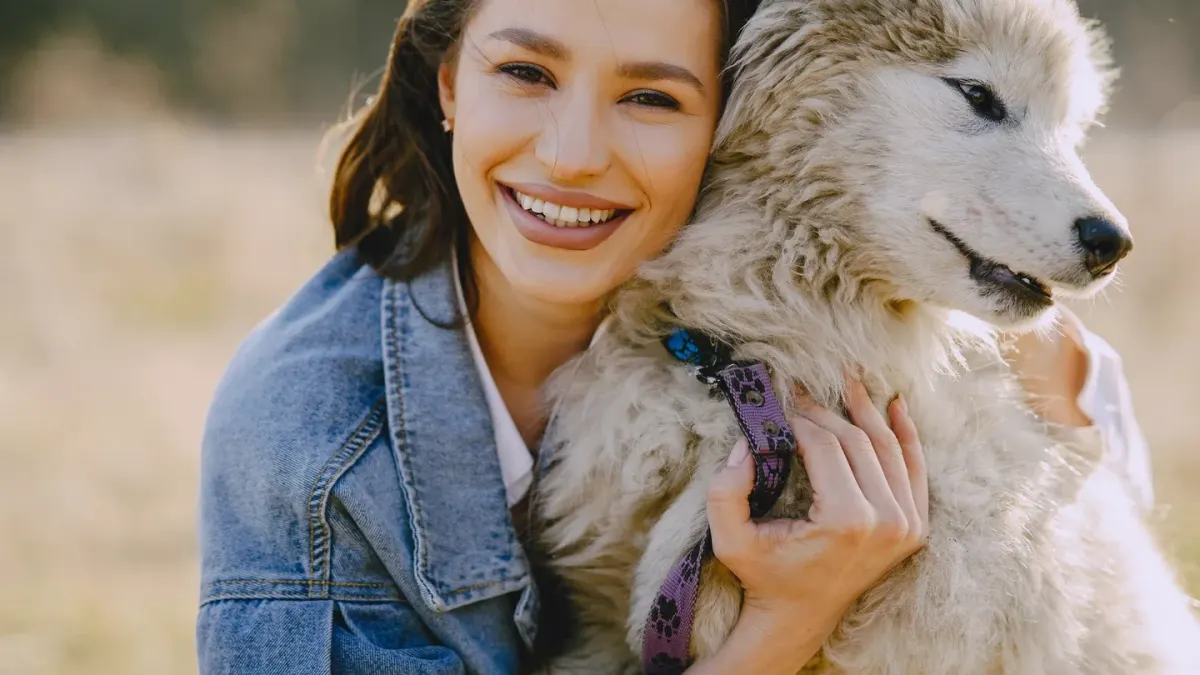 Dog being hugged by owner