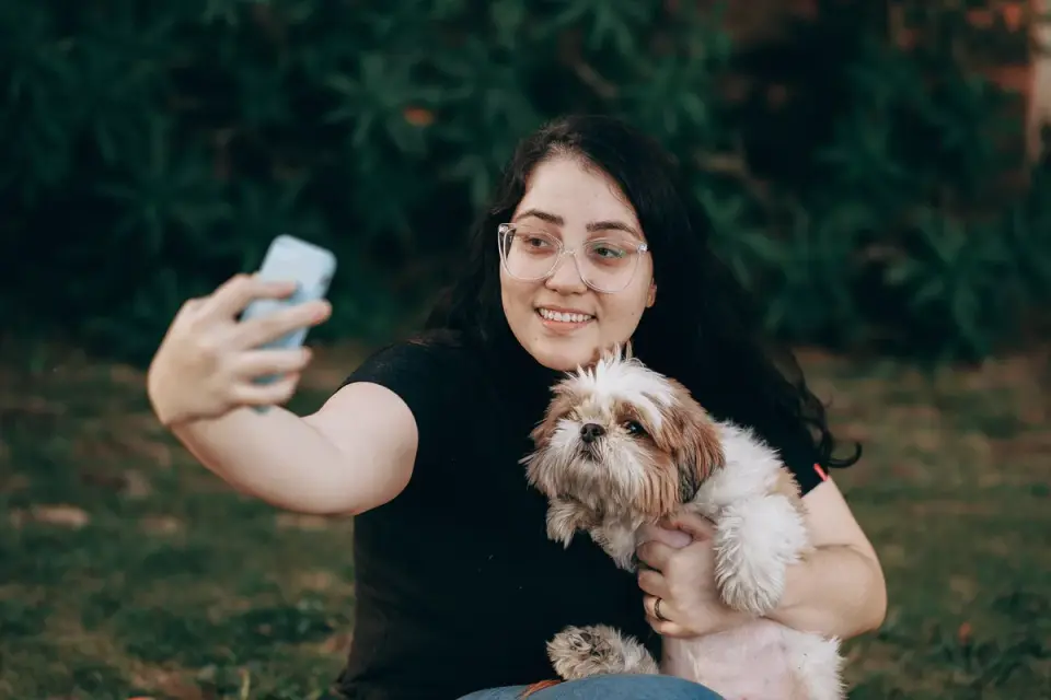 Dog being hugged by owner