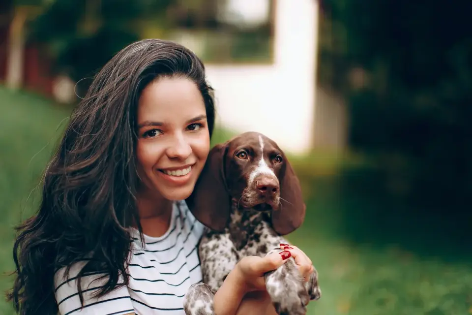 Dog being hugged by owner