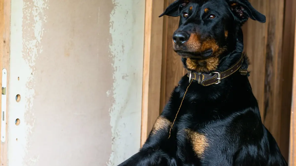 Dog in a doorway