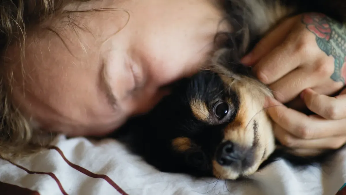 Owner and dog together