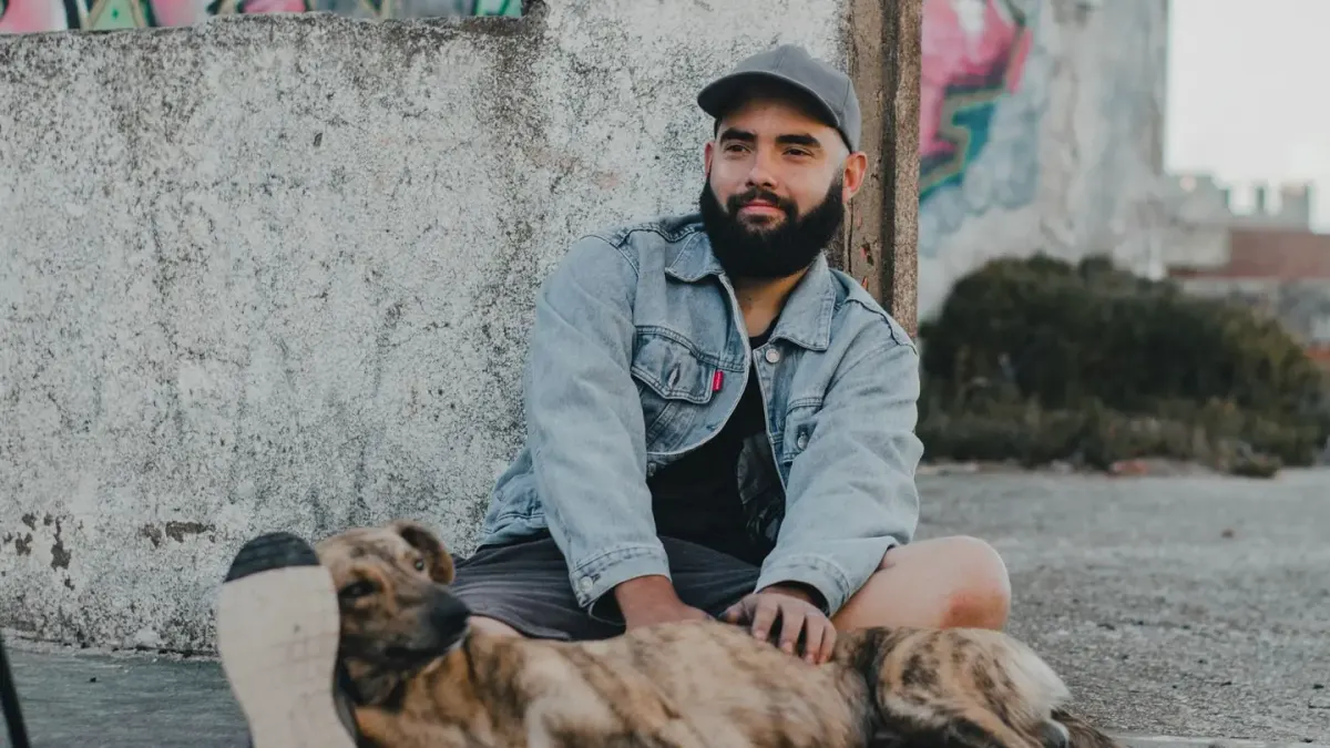 Owner and dog together