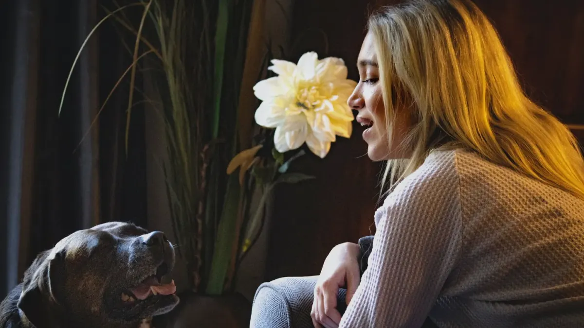 Owner and dog together