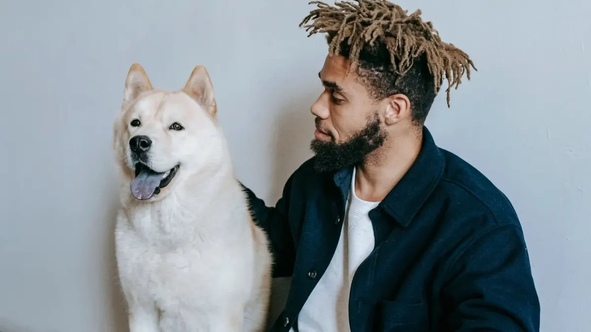 Owner and dog together