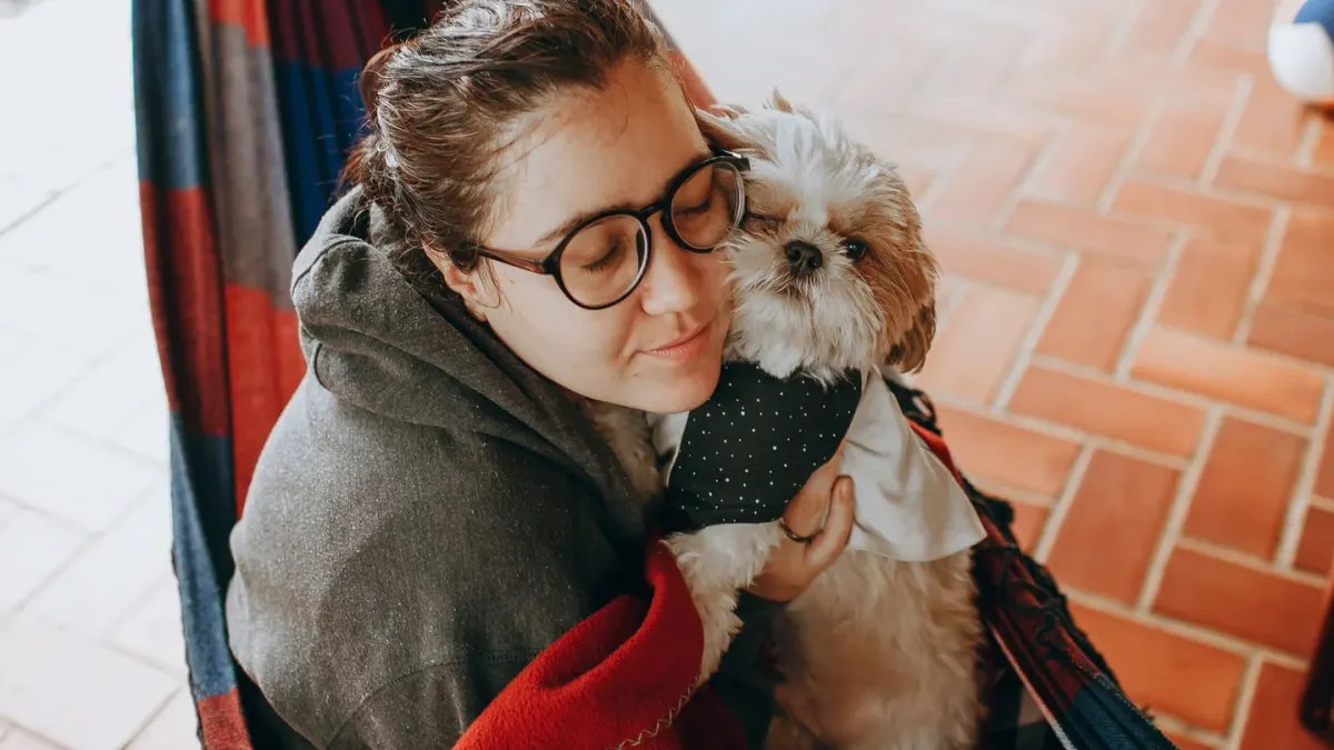 Owner and dog together